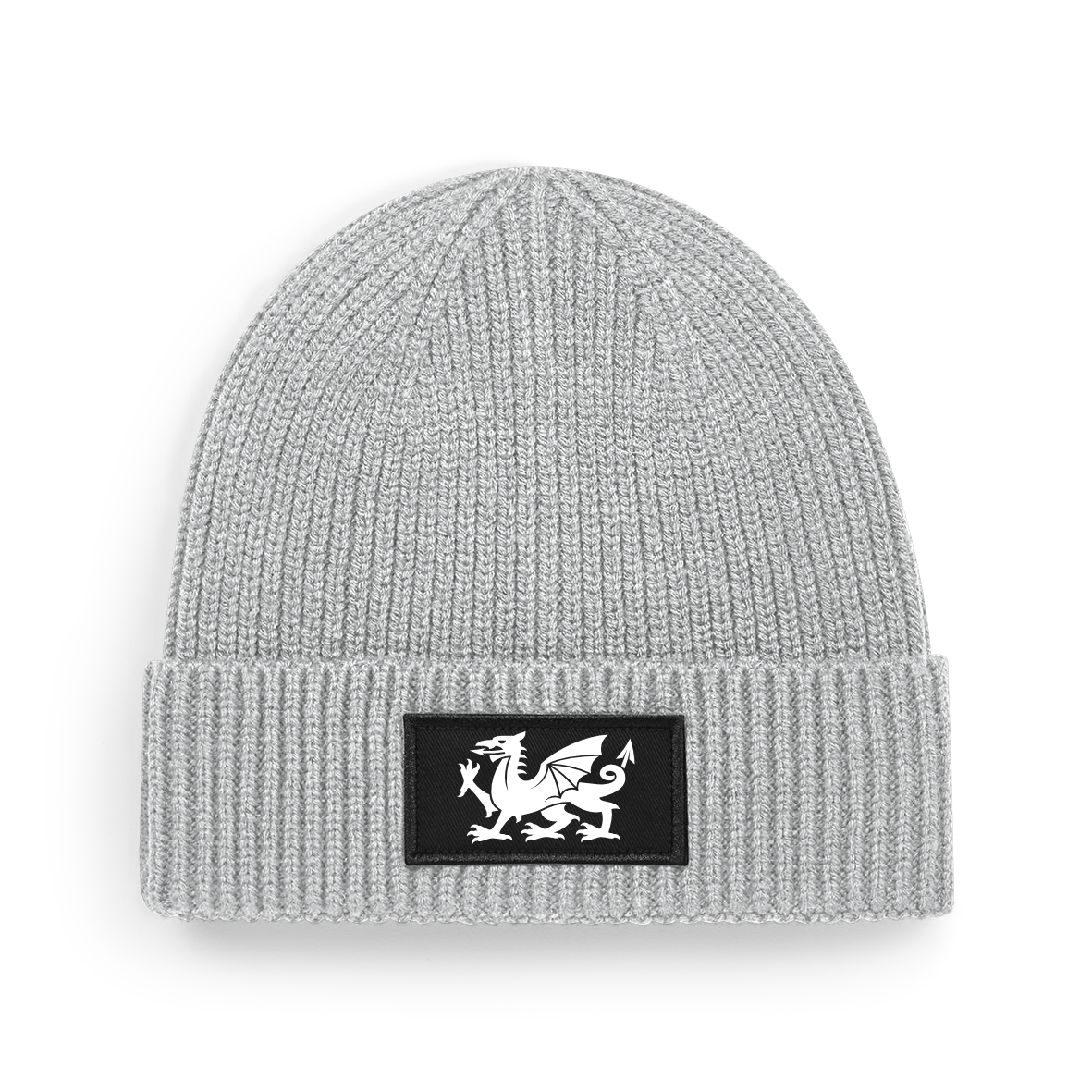 Comfy White Welsh Dragon Beanie, Smart, Unisex Cuffed Skull Cap, Minimal Welsh Design 