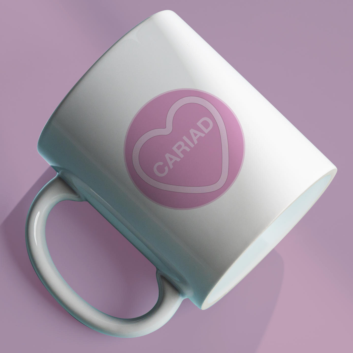 Cariad Love Heart Mug in Pink or Yellow