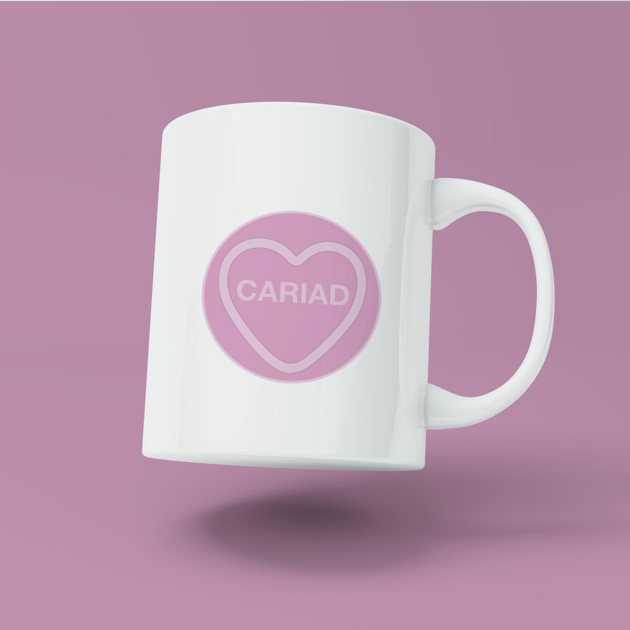 Cariad Love Heart Mug in Pink or Yellow