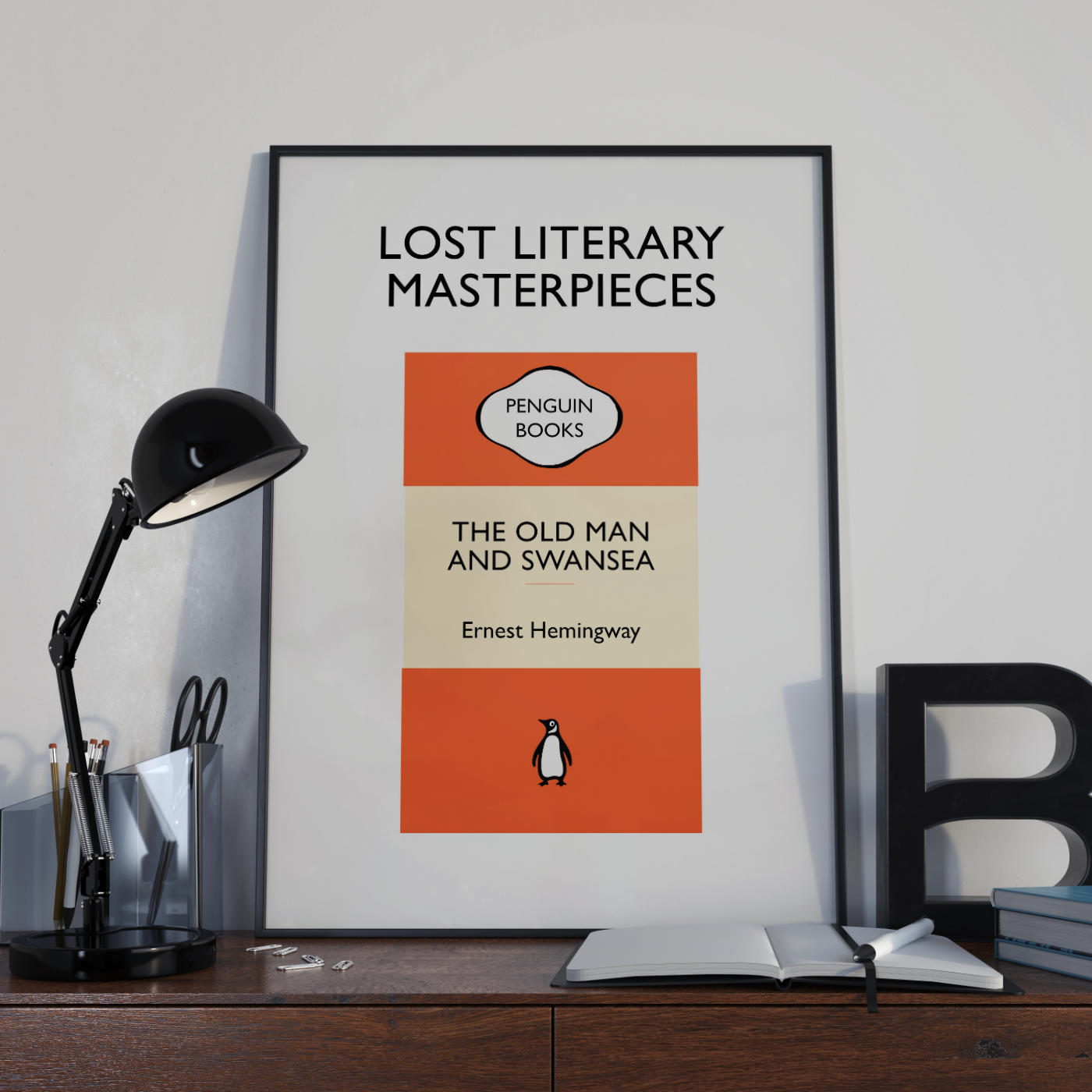 Ernest Hemingway 'The Old Man and Swansea' Poster.