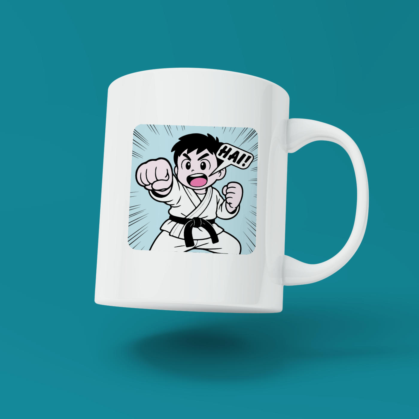 A Cute Manga Style Karate Boy Mug | Ideal gift for a Karateka | Present for Martial Arts fan | Personalise with your own Kiai