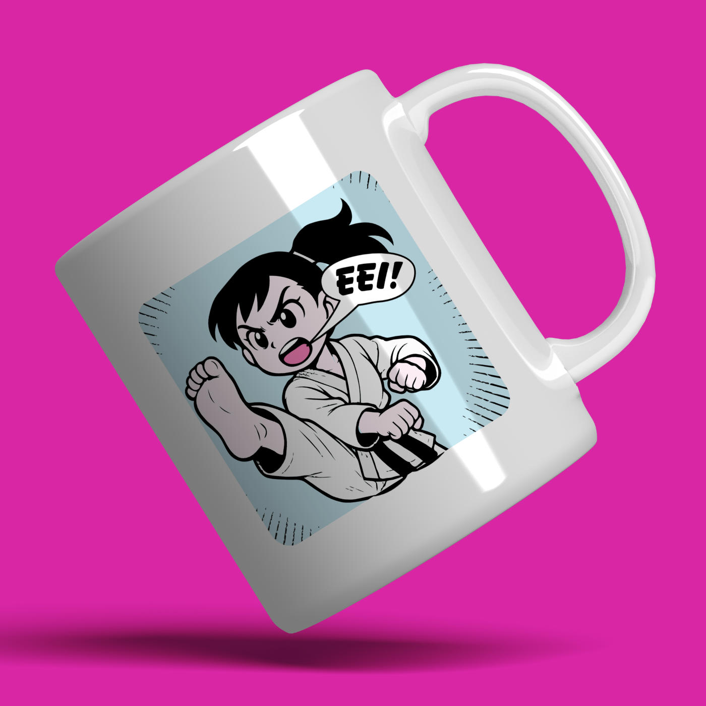 A Cute Manga Style Karate Girl Mug | Ideal gift for a Karateka | Present for Martial Arts fan | Personalise with your own Kiai