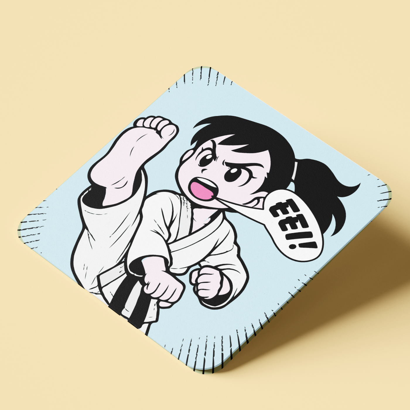 Manga Cartoon Style Karate Girl Design Coaster