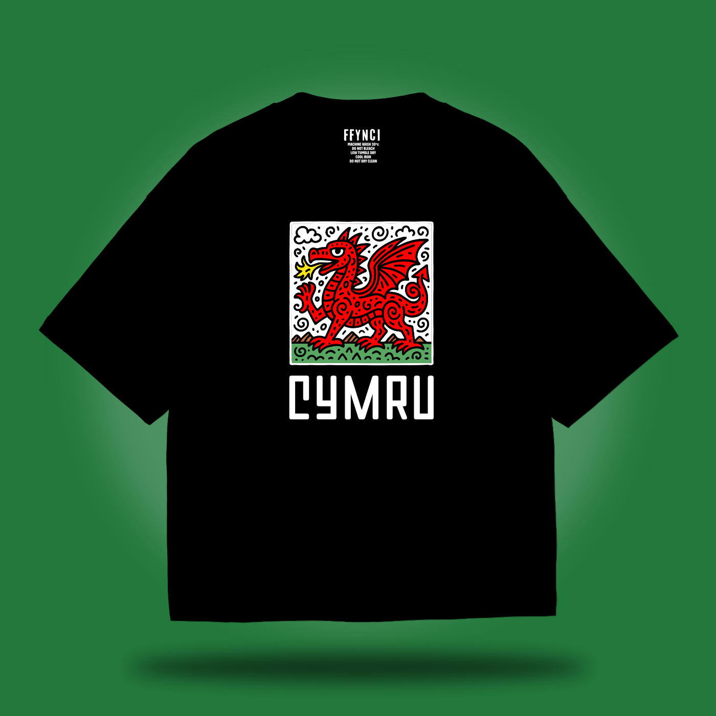 CYMRU T-Shirt Red Dragon Doodle Design