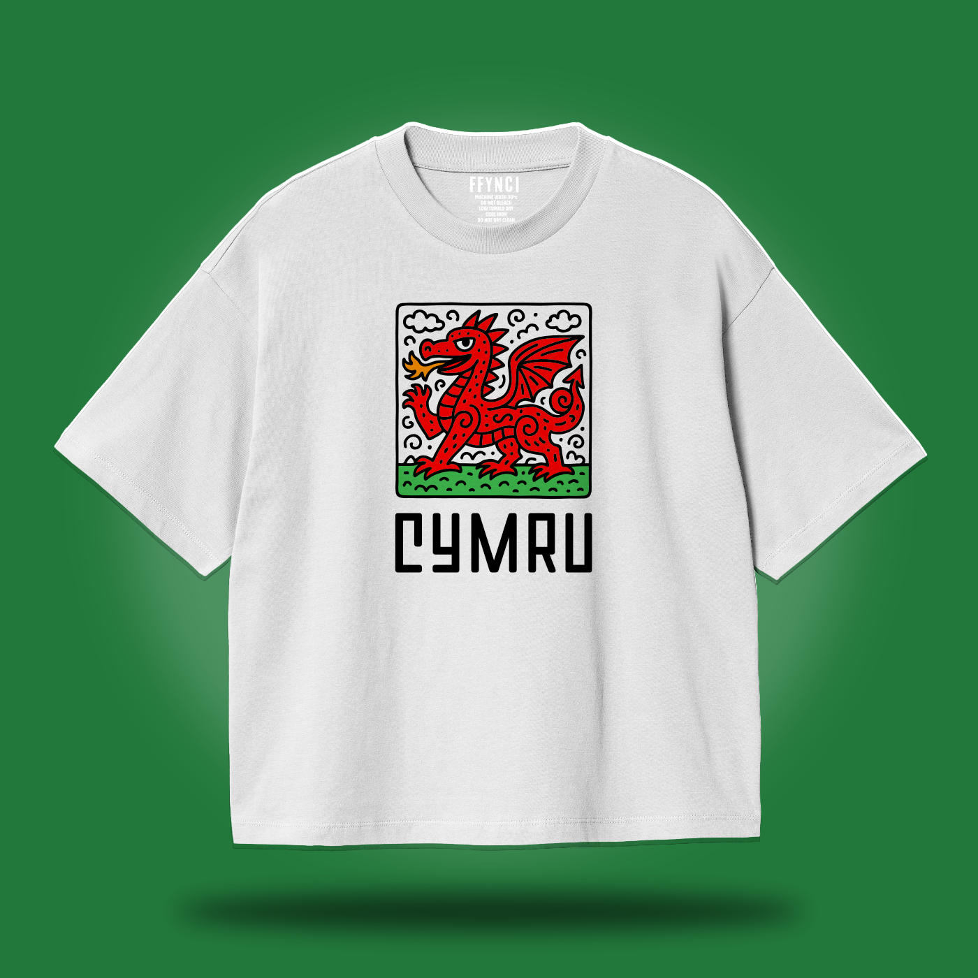 CYMRU T-Shirt Red Dragon Doodle Design