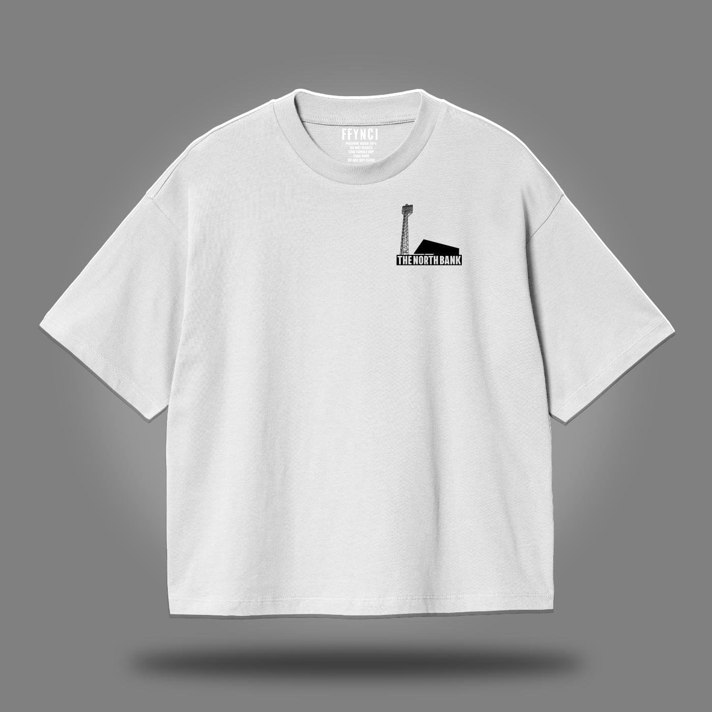 New High Contrast Design The North Bank T Shirt Black Vetch Field Breast and Back