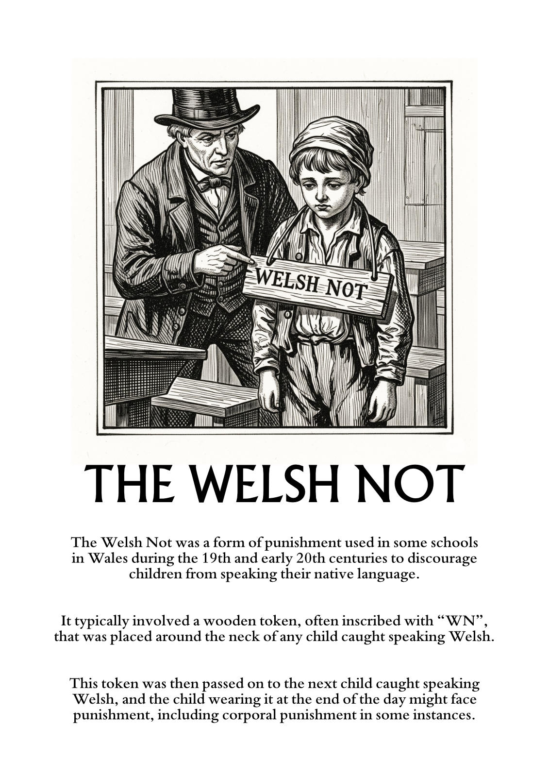 Poster explaining the cruel practice of The Welsh Not