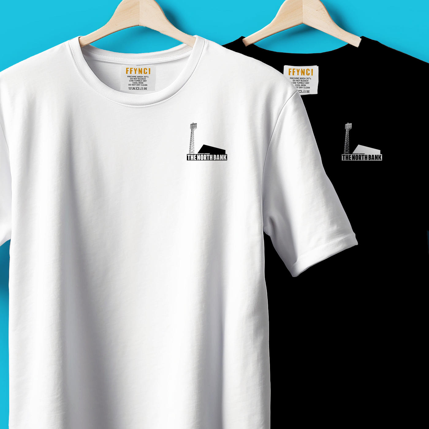 New High Contrast Design The North Bank T Shirt Black Vetch Field Breast and Back