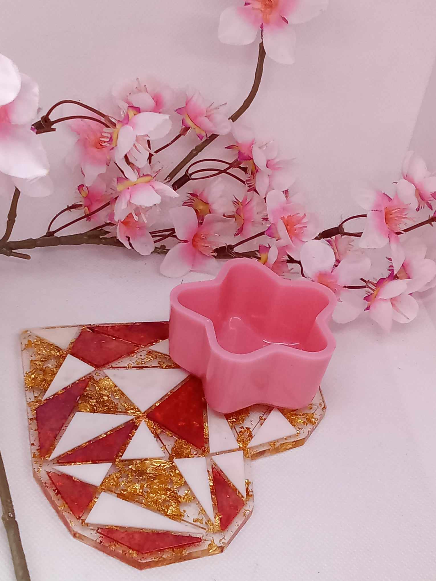 Vide poche coeur rose et blanc