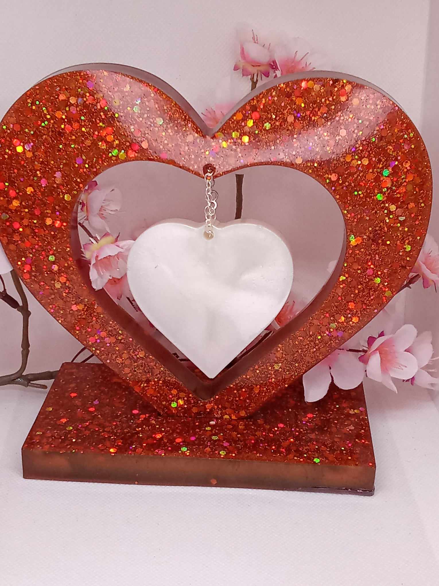 Double coeur marron et blanc