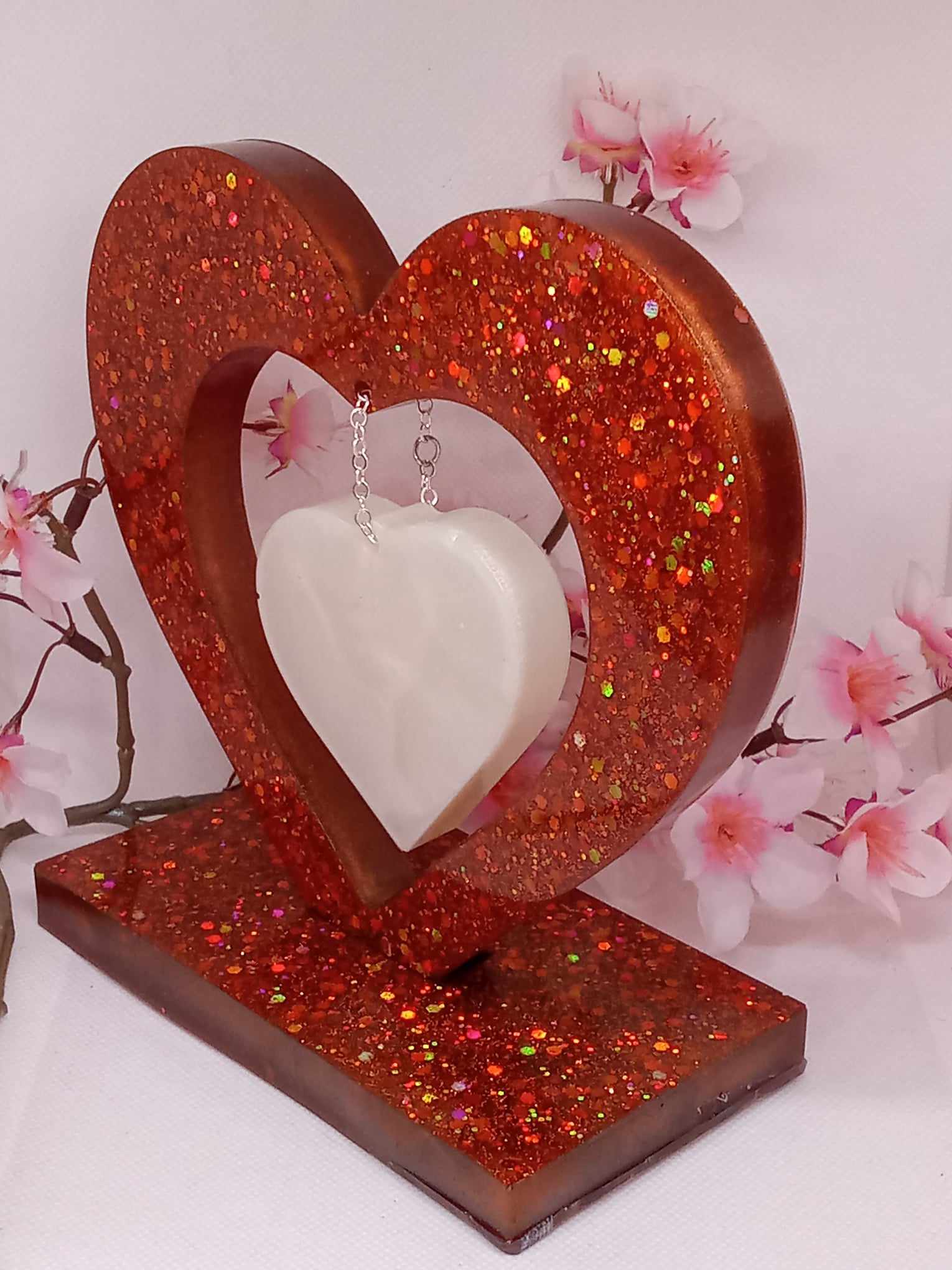 Double coeur marron et blanc 