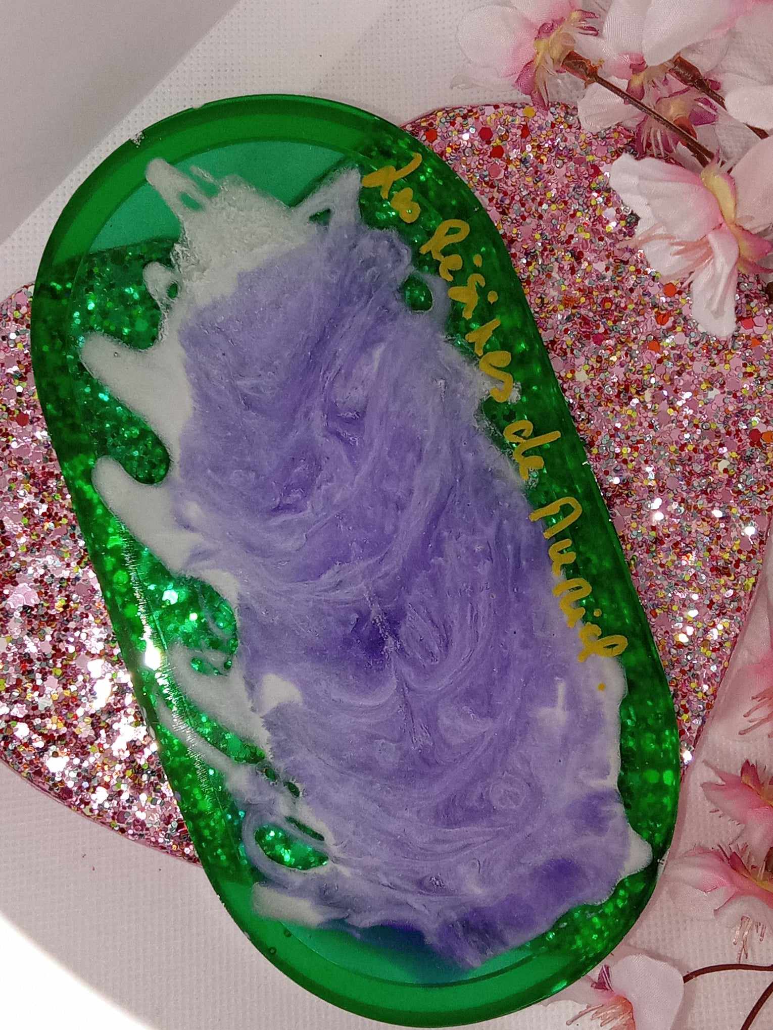 Vide poche ovale vert transparent 