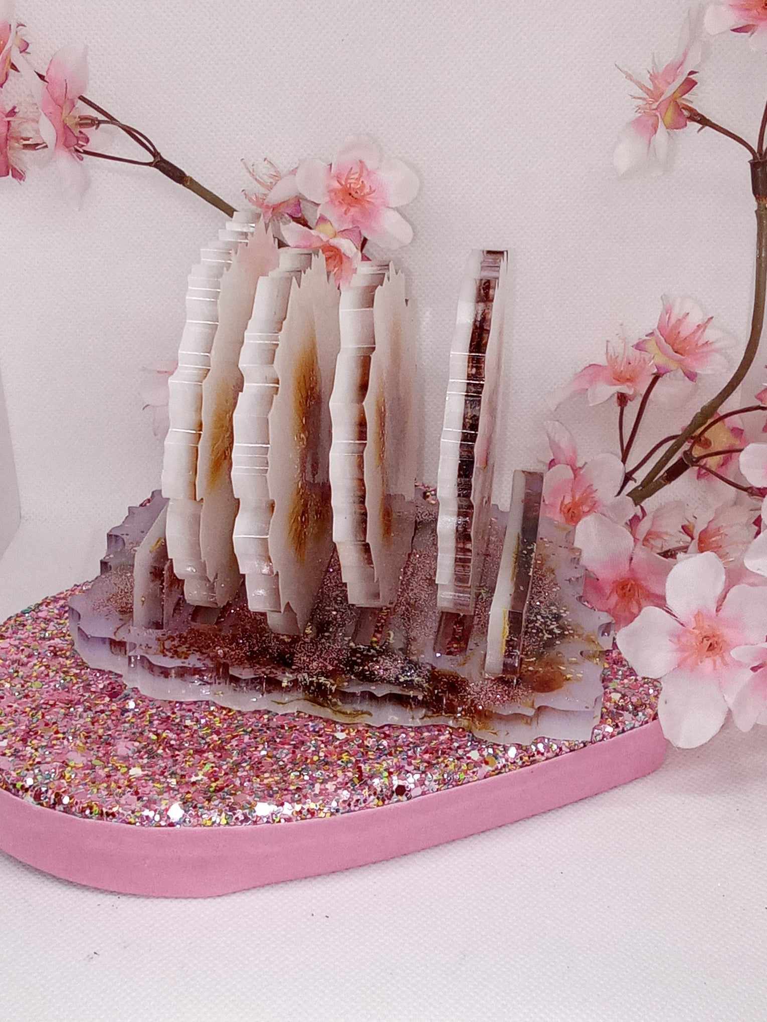 Lot de 4 sous verre blanc et marron