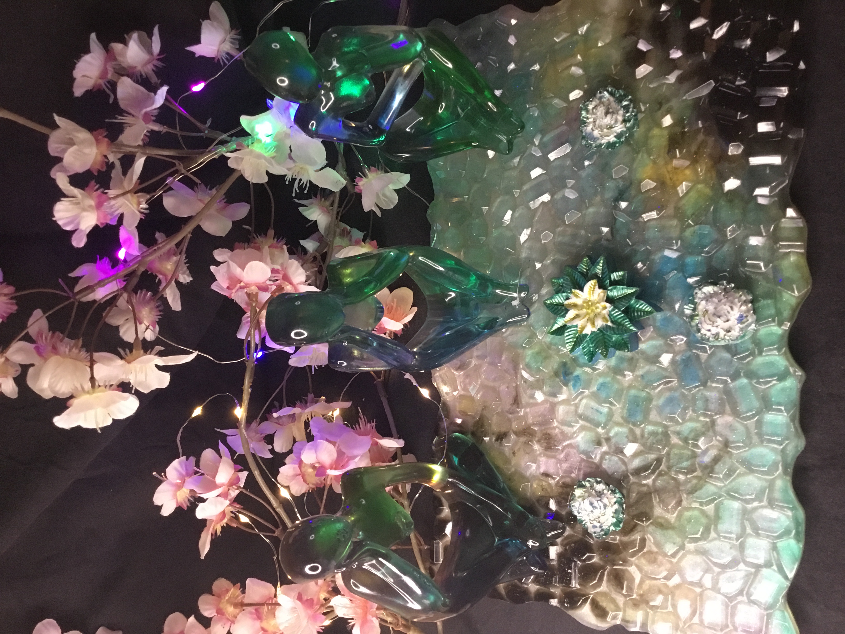 Plateau décoration penseur bleu vert