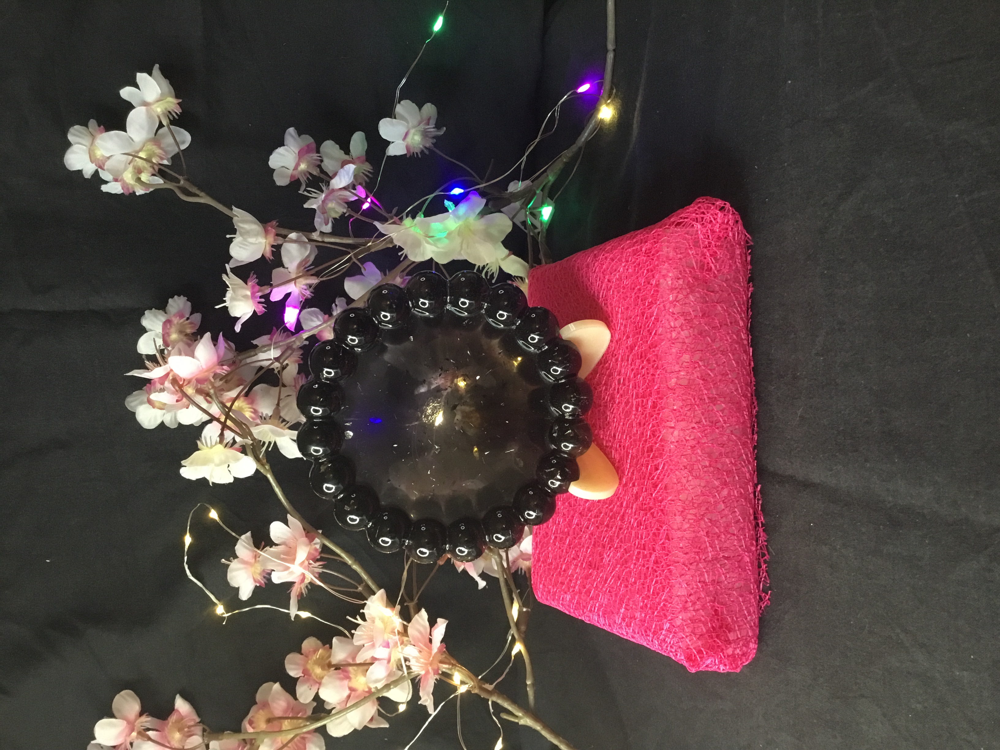 Vide poche rond noir et argent boule
