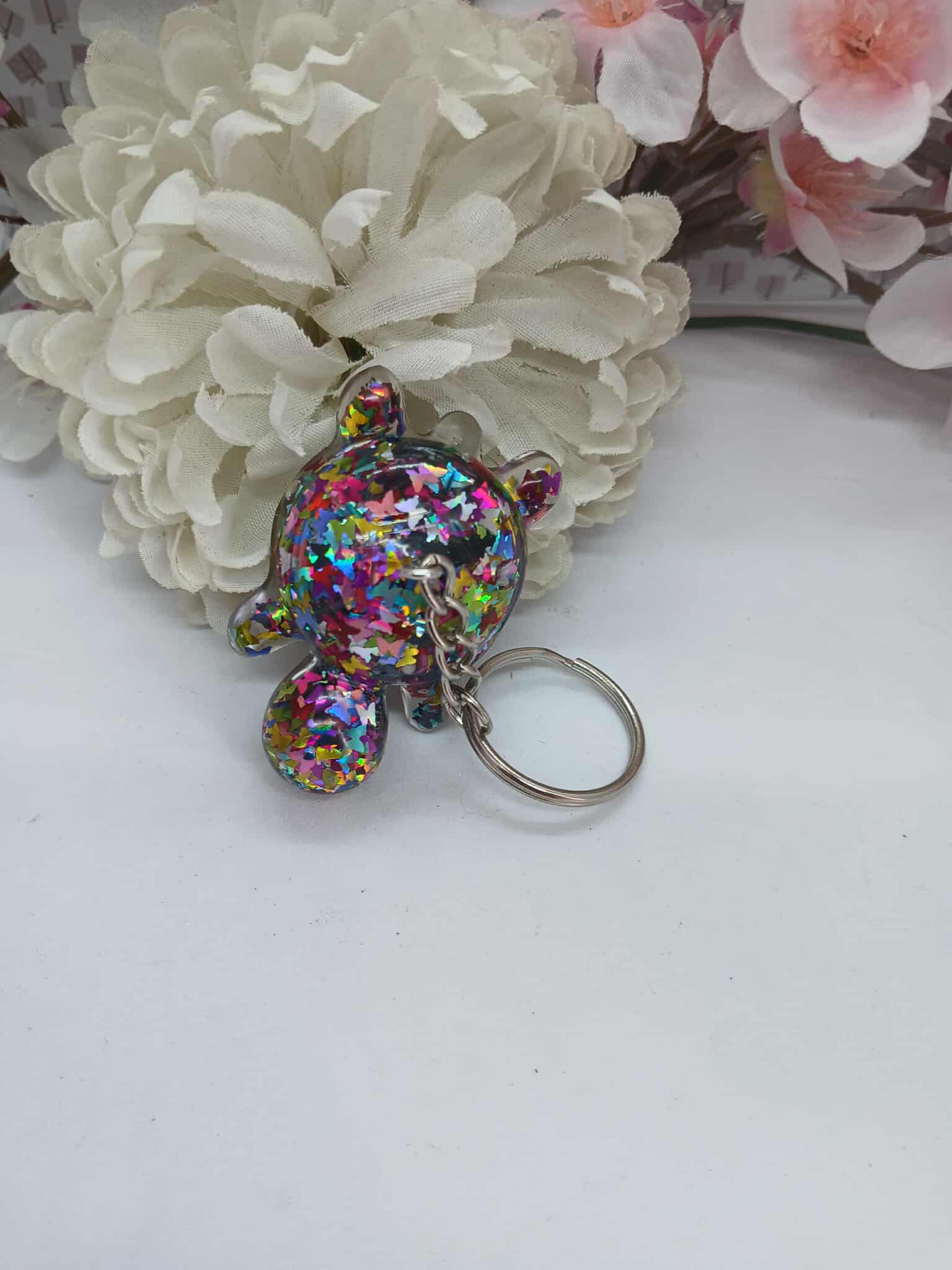 Porte-clés tortue scintillant