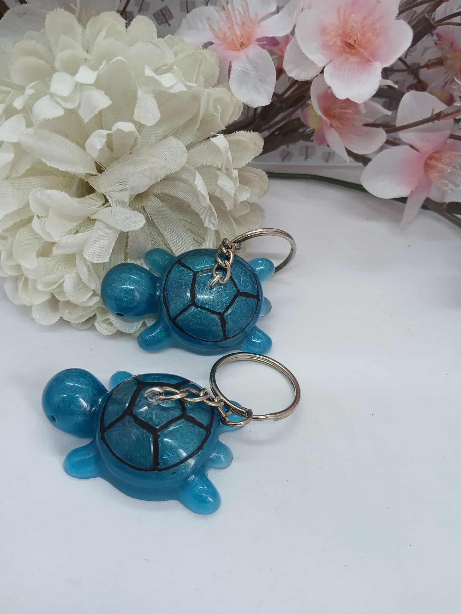 JADE Porte-clés tortue bleue