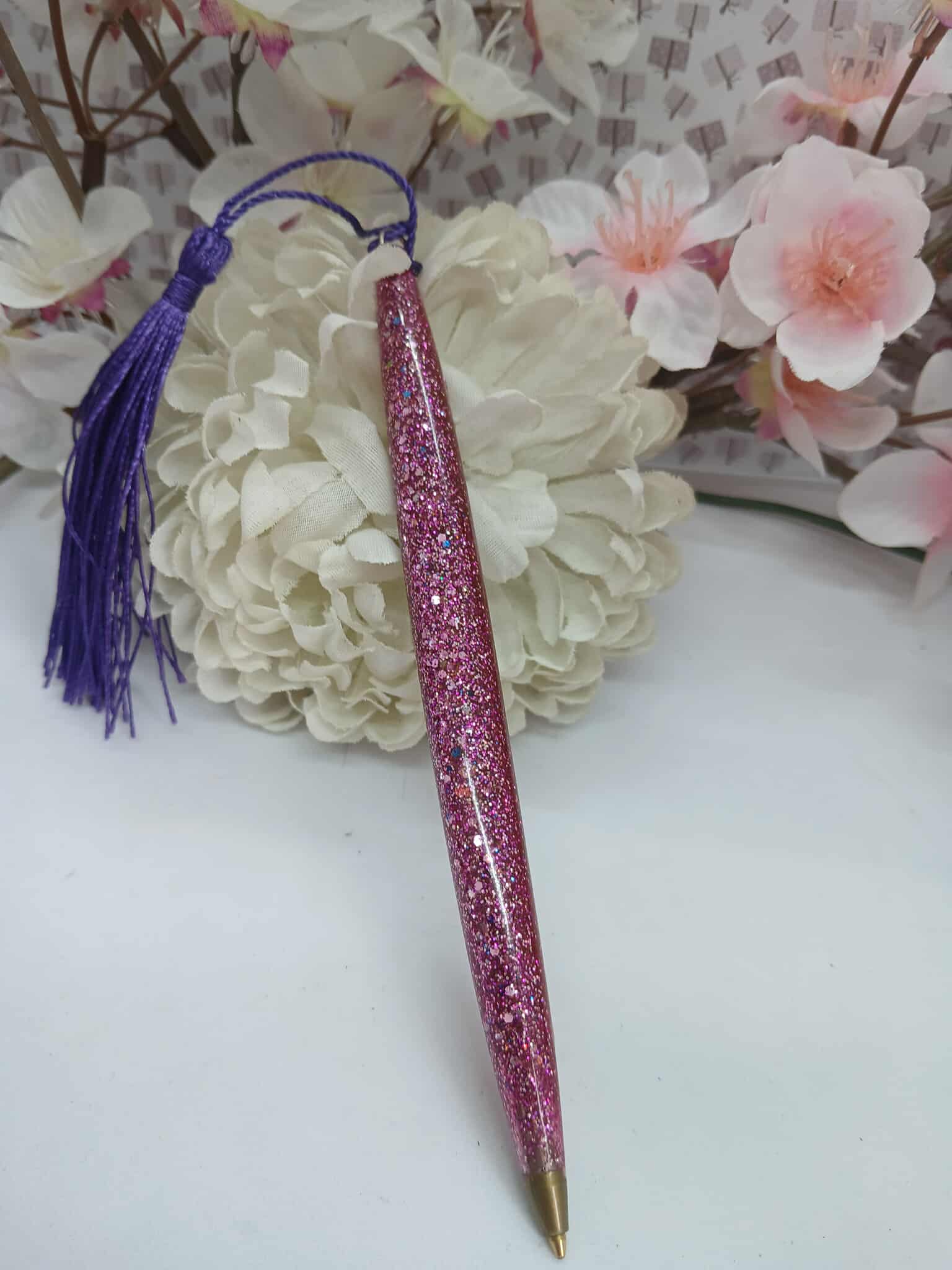 Stylo pailleté rose / mine interchangeable