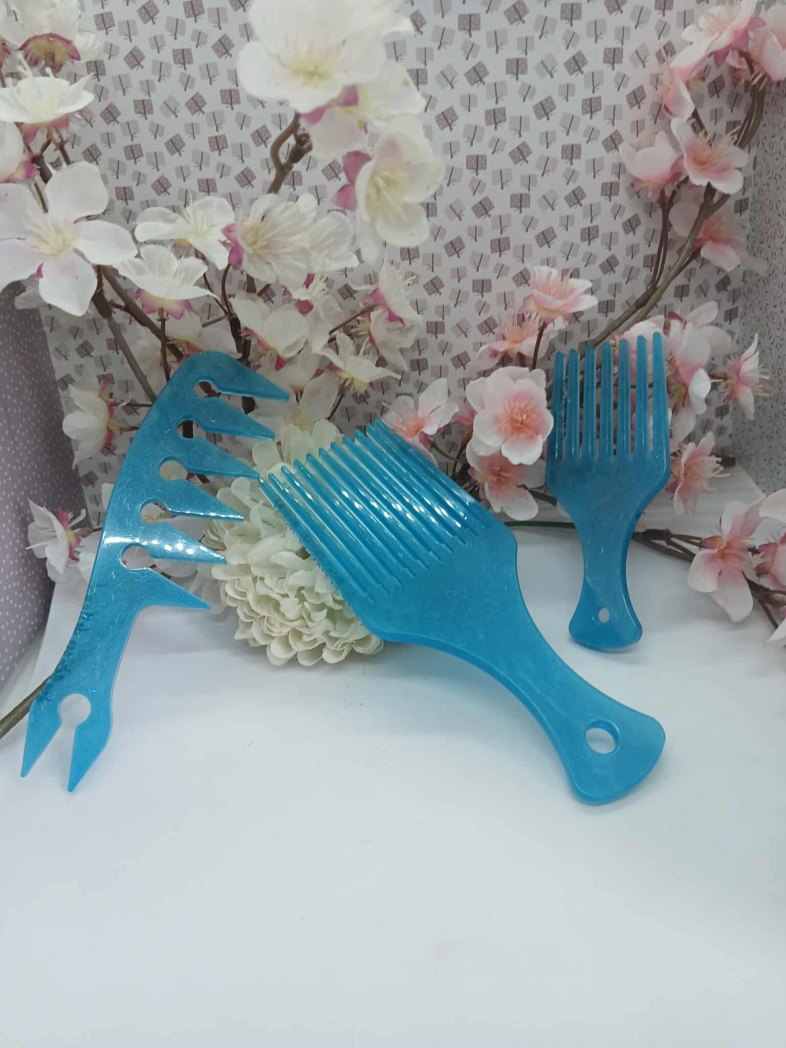 Peignes afro en plastique bleu