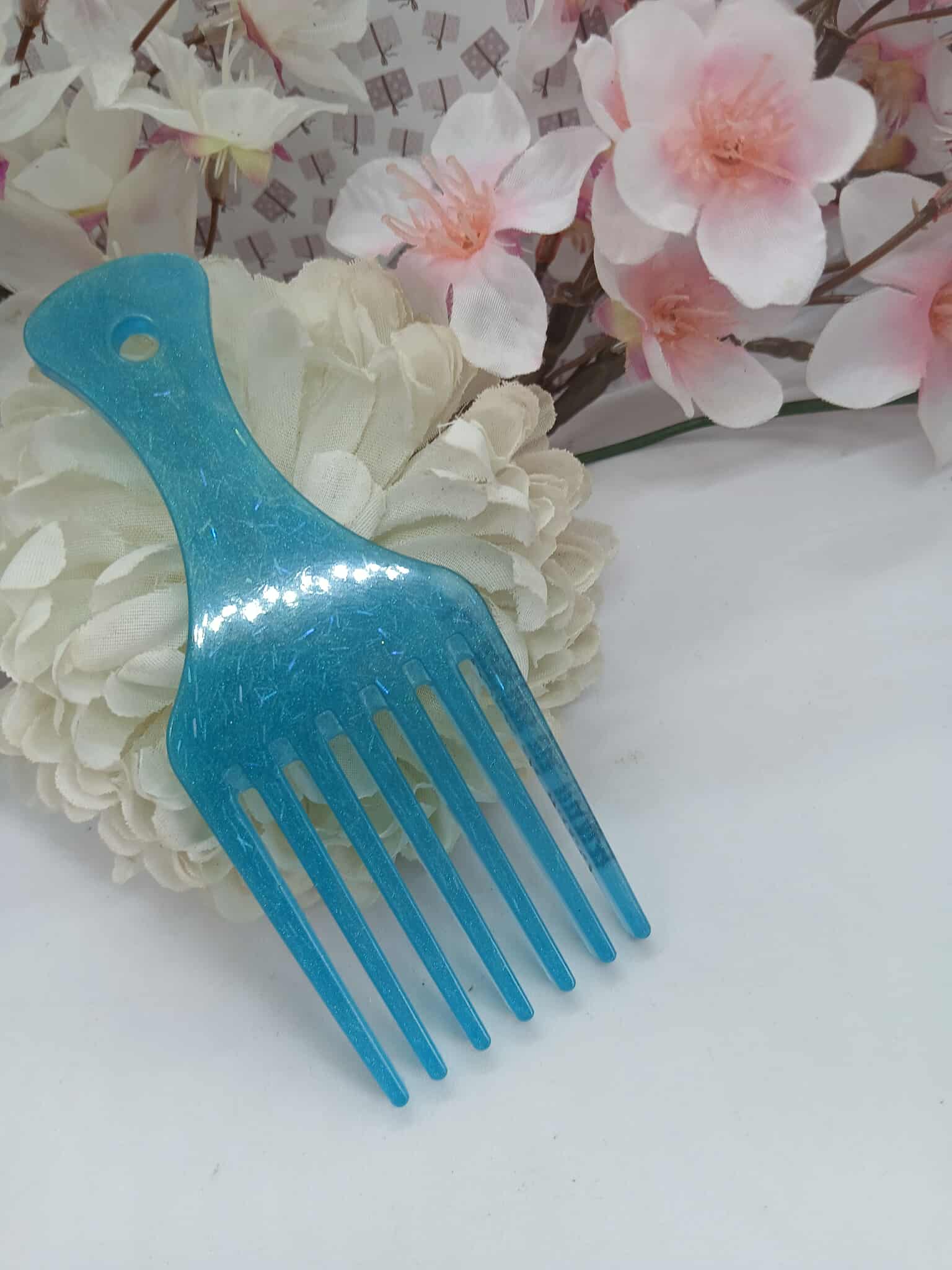 Peignes afro en plastique bleu