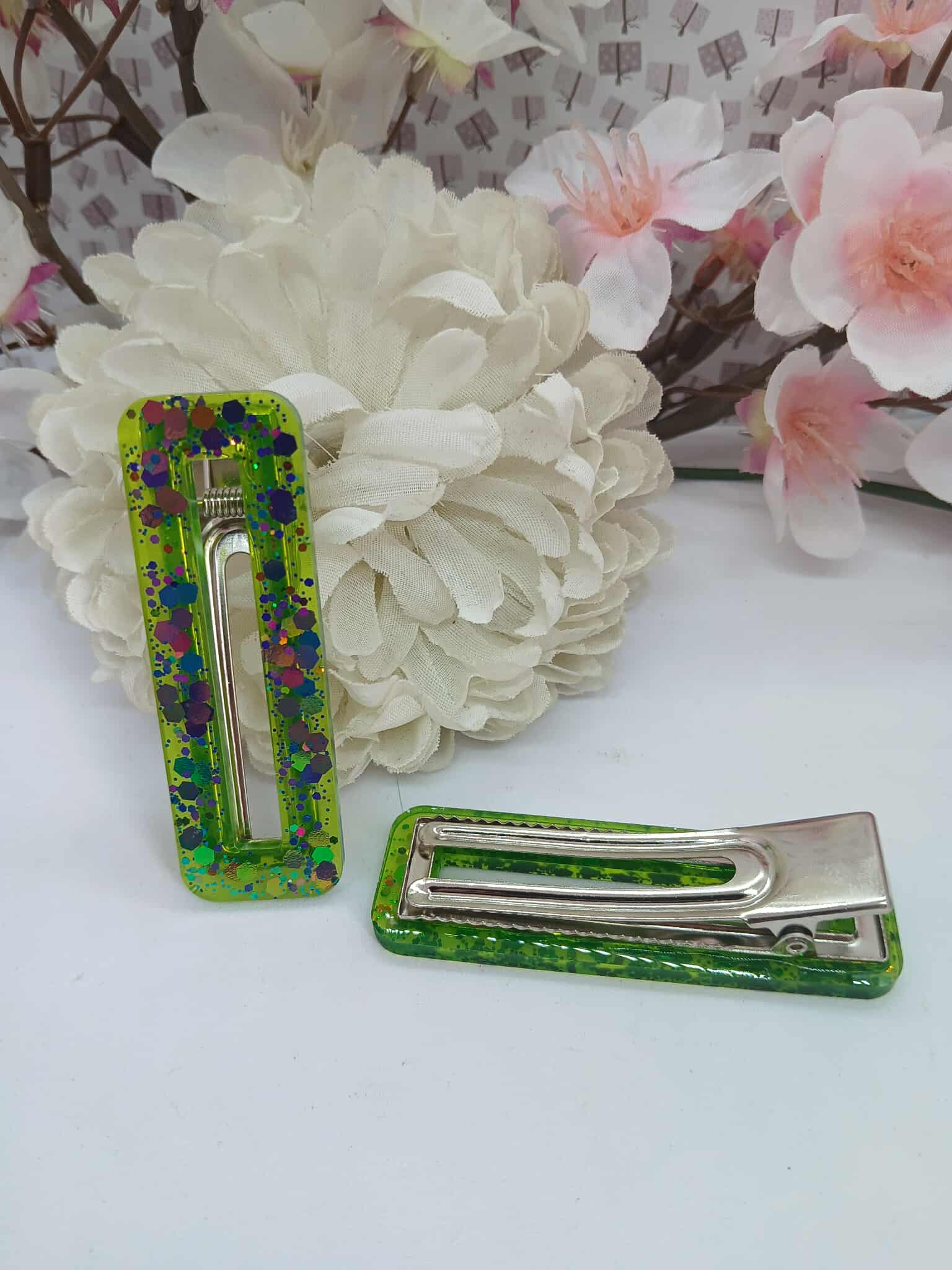Barrette à cheveux CLARA colorée vert fluo
