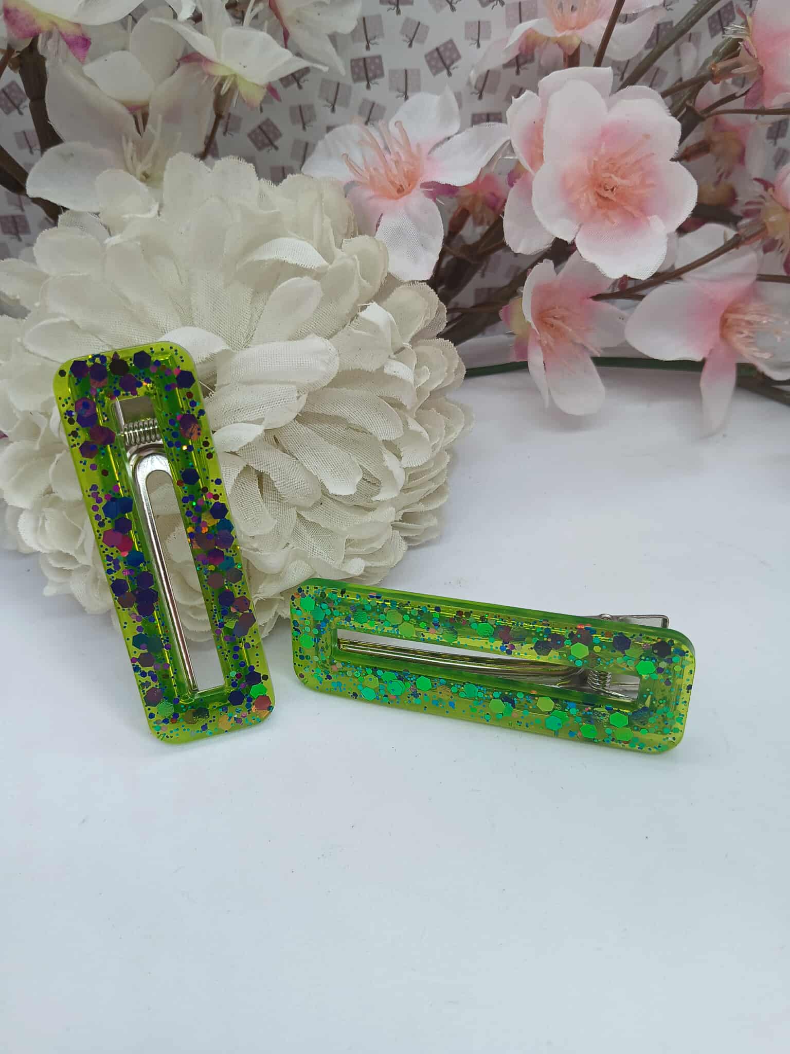 Barrette à cheveux CLARA colorée vert fluo