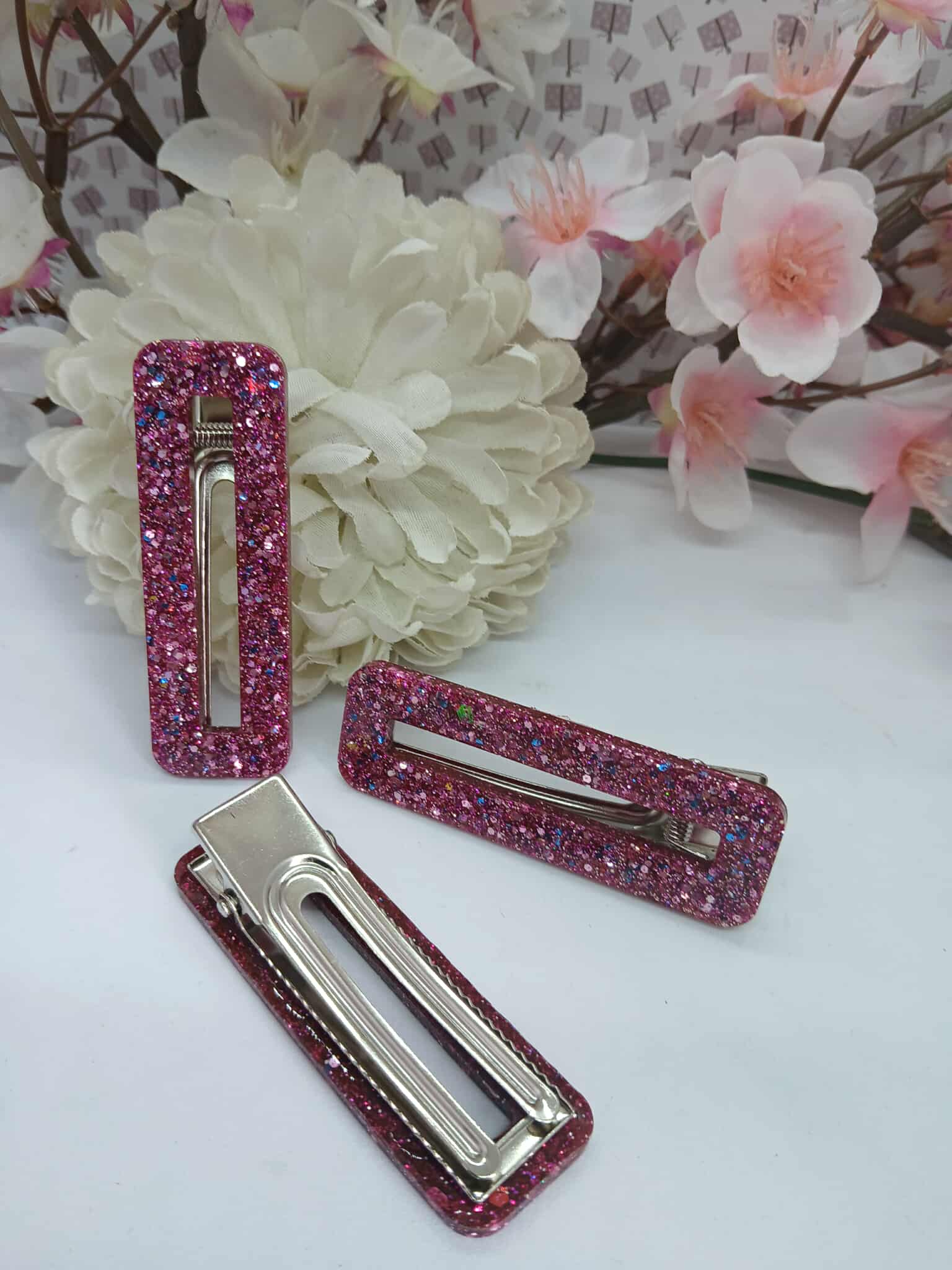 Barrettes à cheveux CLARA pailletées roses