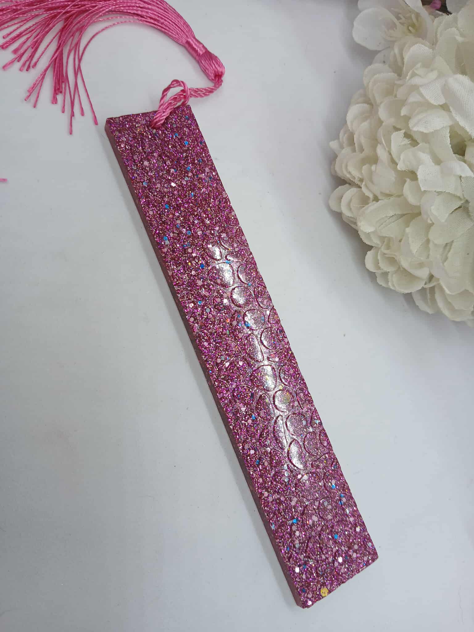 Ensemble stylo et marque page rose pailleté N°1