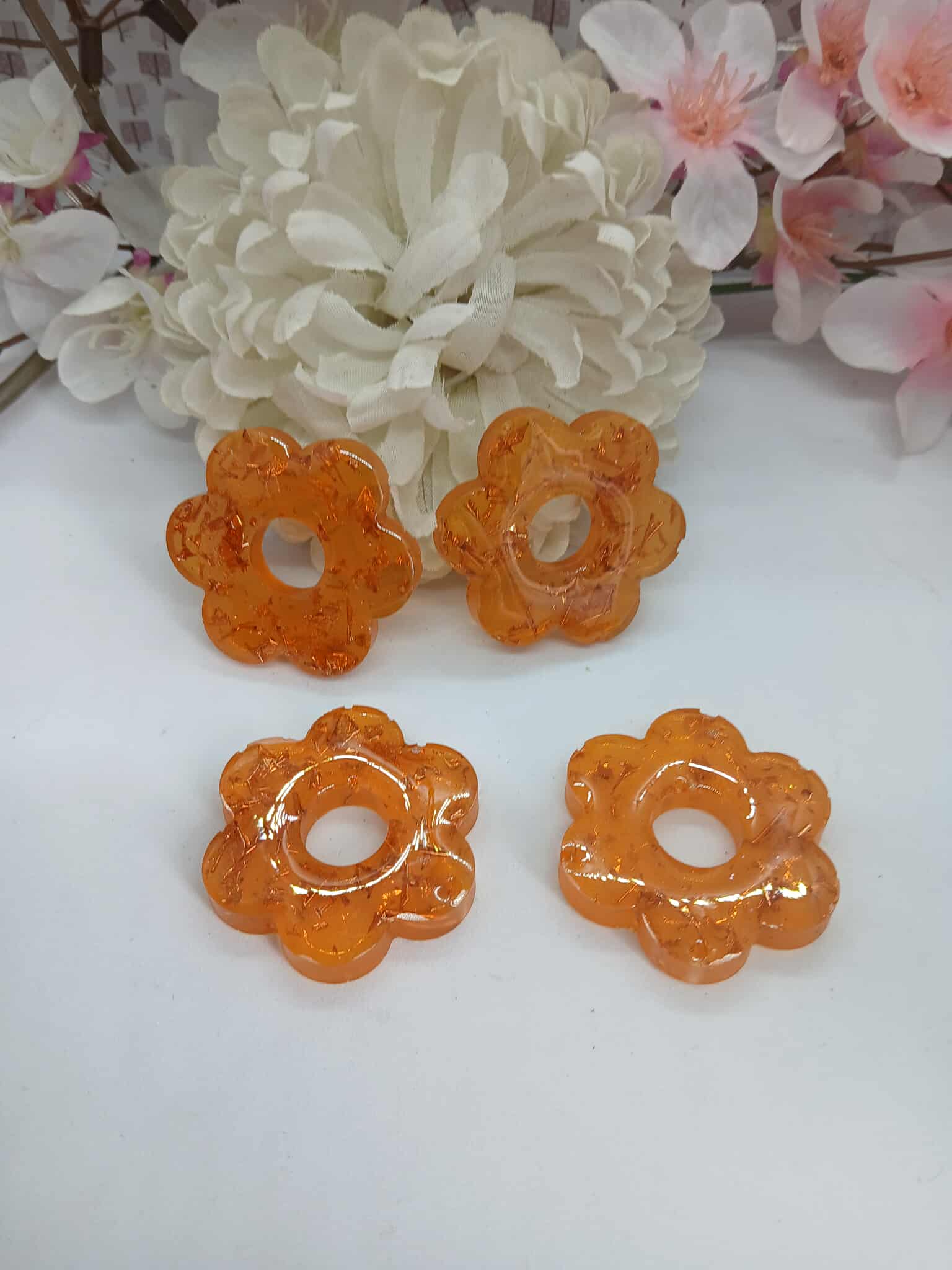 boucle d'oreilles en forme de fleur orange N°7