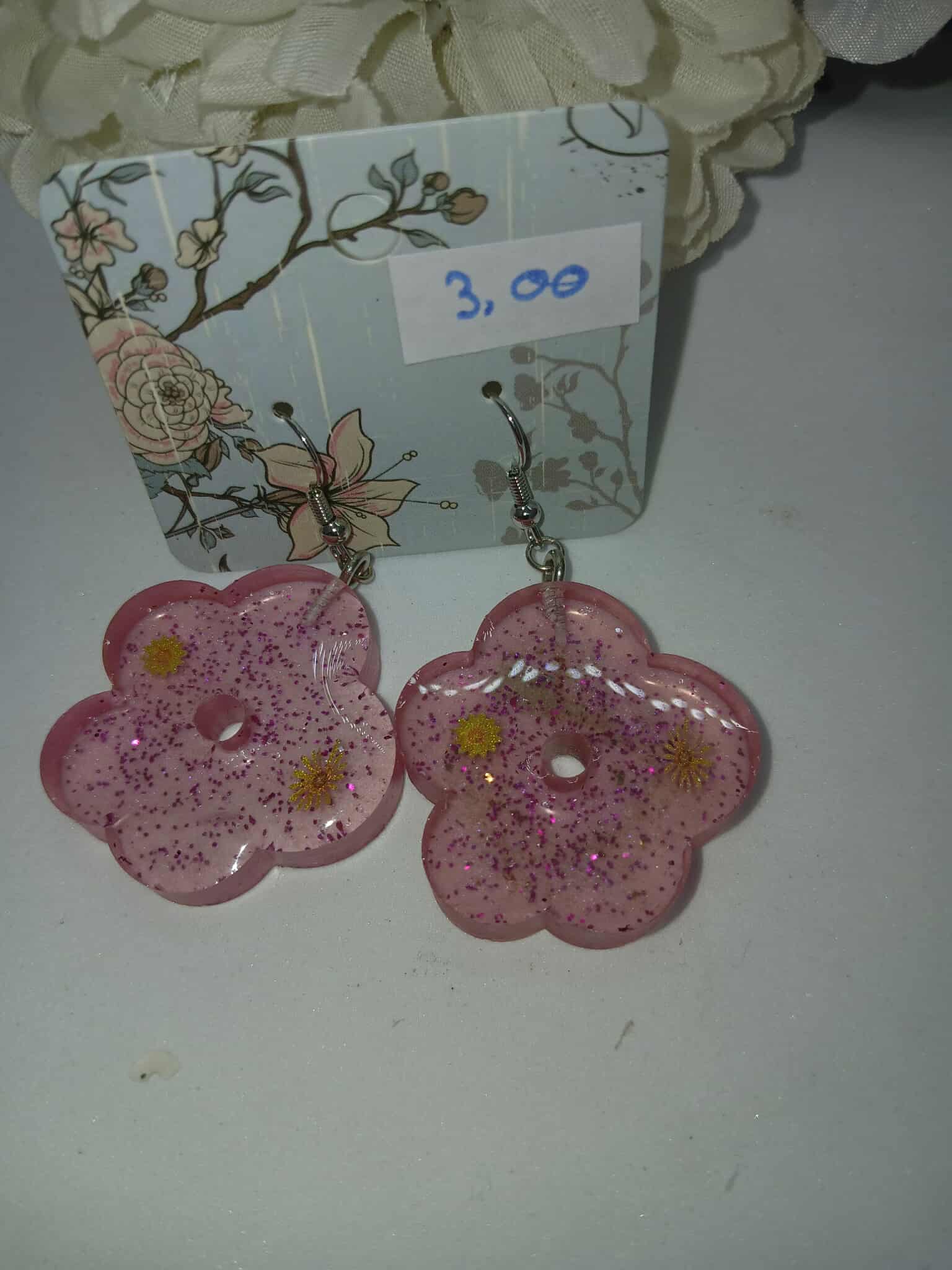 Boucles d'oreilles fleurs roses