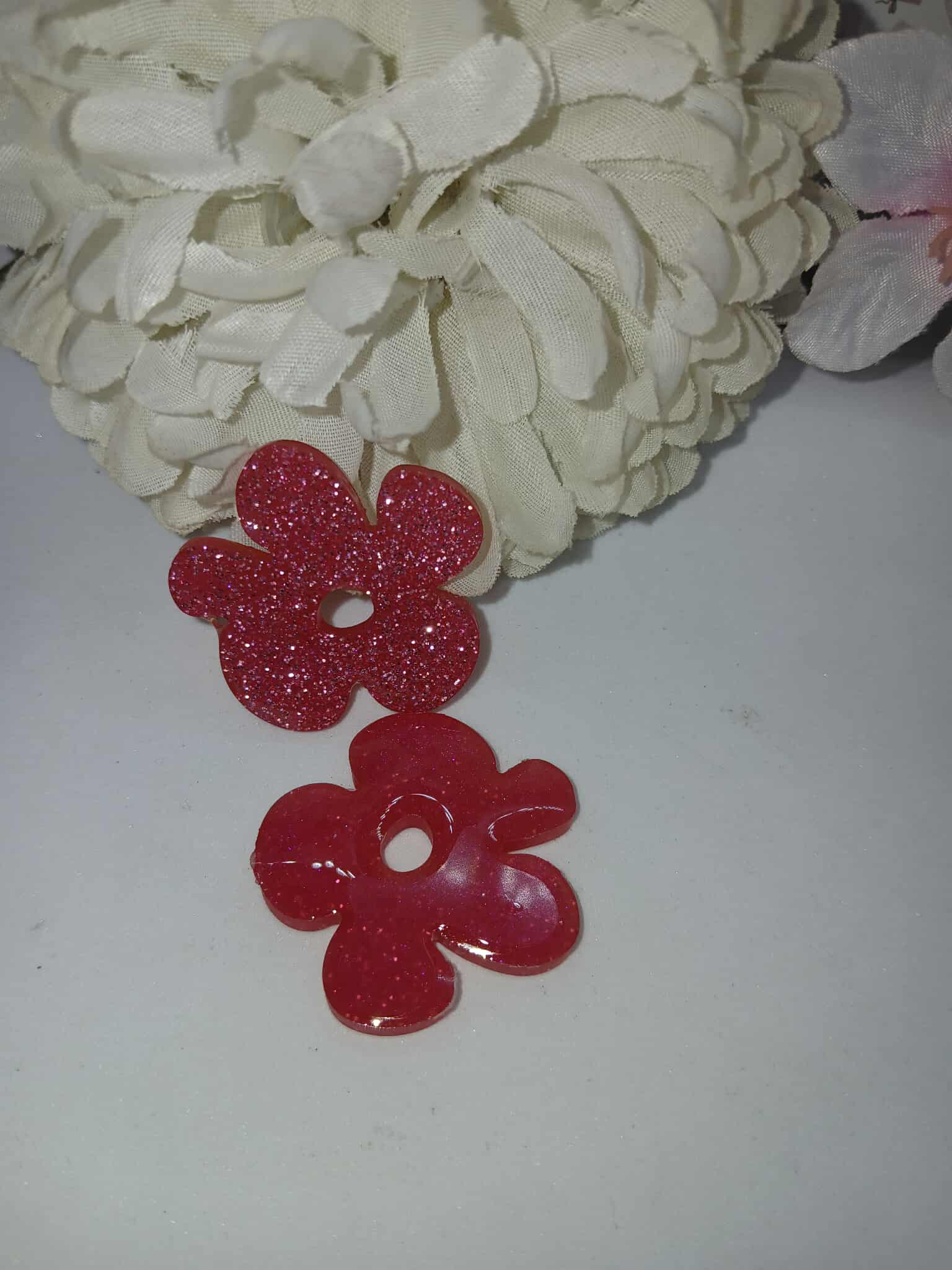 Boucle d'oreille nuage rose pailleté N°8