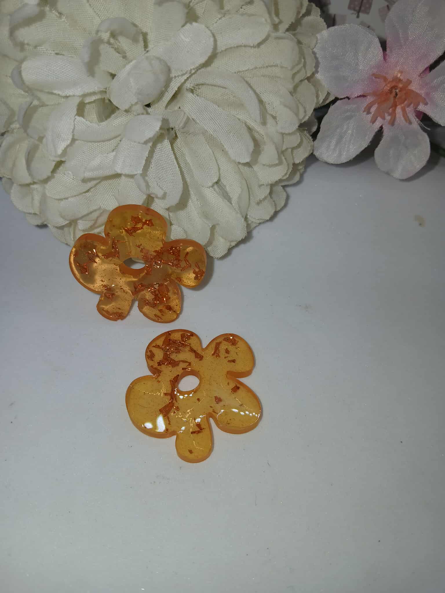 Boucles d'oreilles nuage N°8 orange feuille mordoré