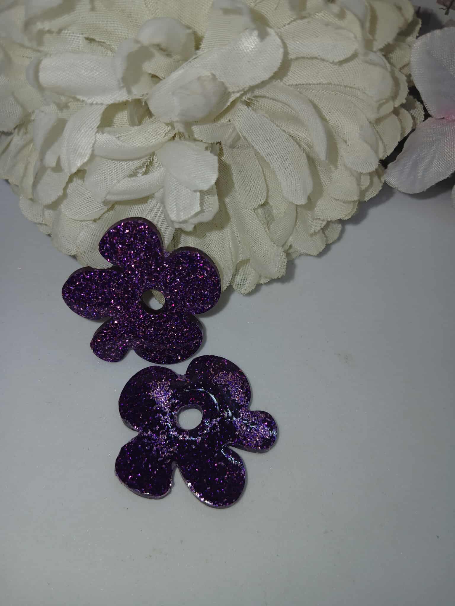 Boucles d'oreilles nuage N°8 violettes pailletées