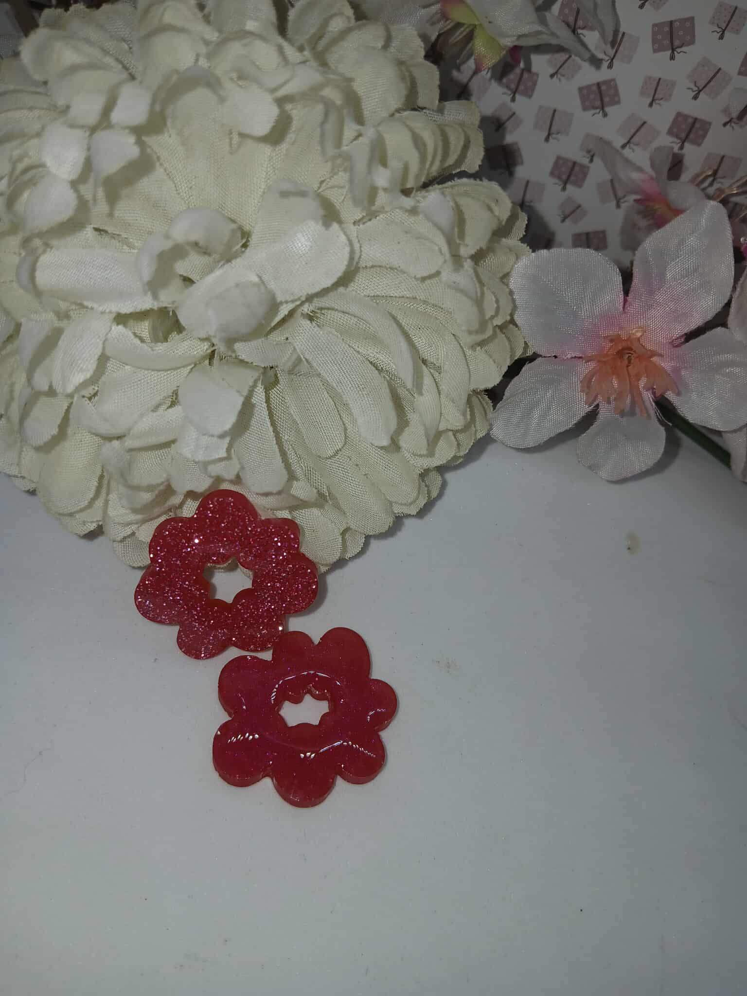Boucles d'oreilles nuage N°9 rose pailletté