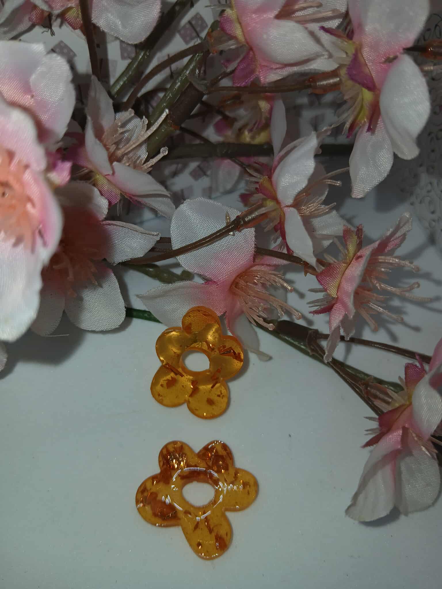 Boucles d'oreille petit nuage N°1 orange feuille mordoré