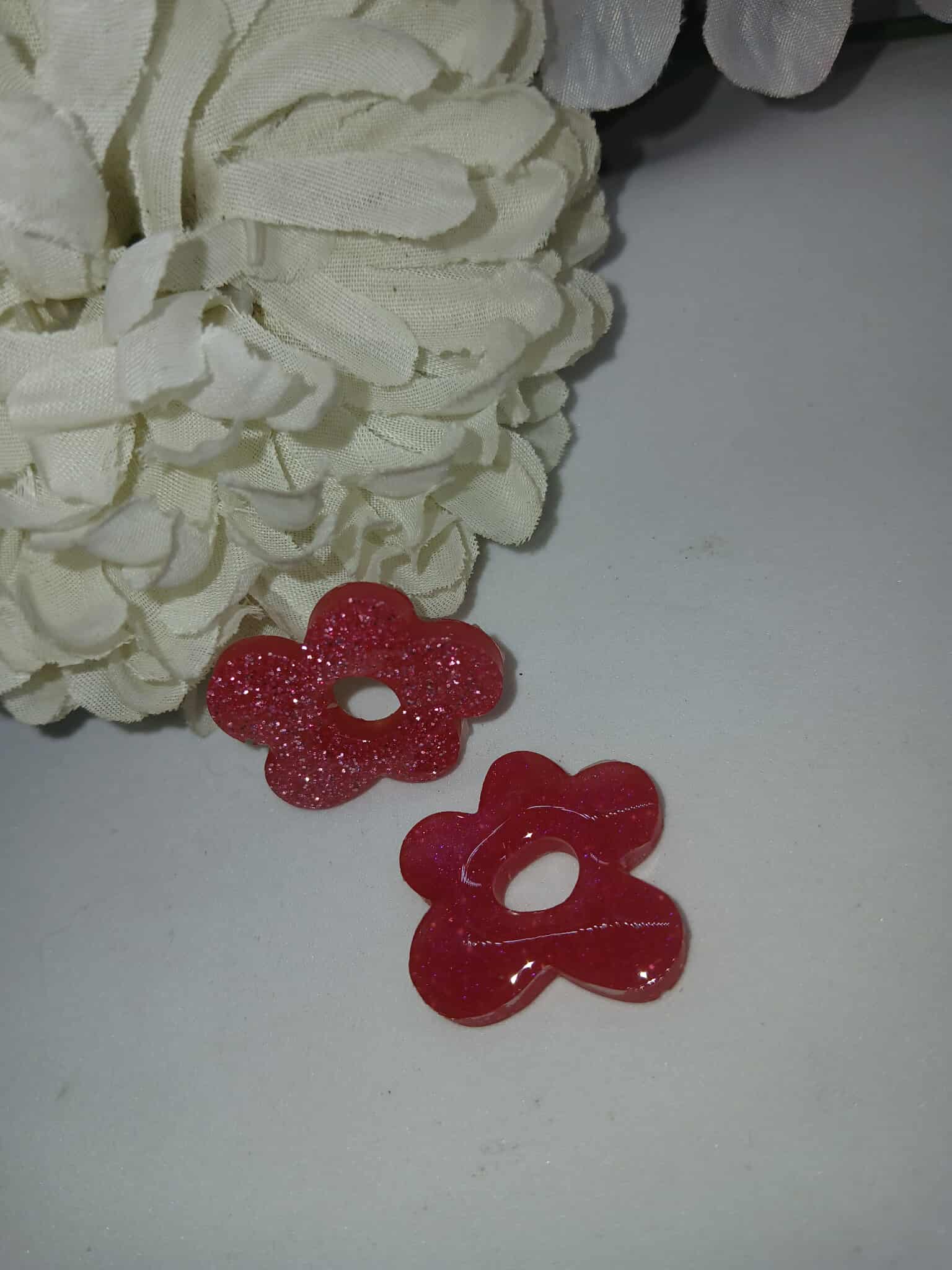 Boucle d'oreille nuage N°1 rose pailletté
