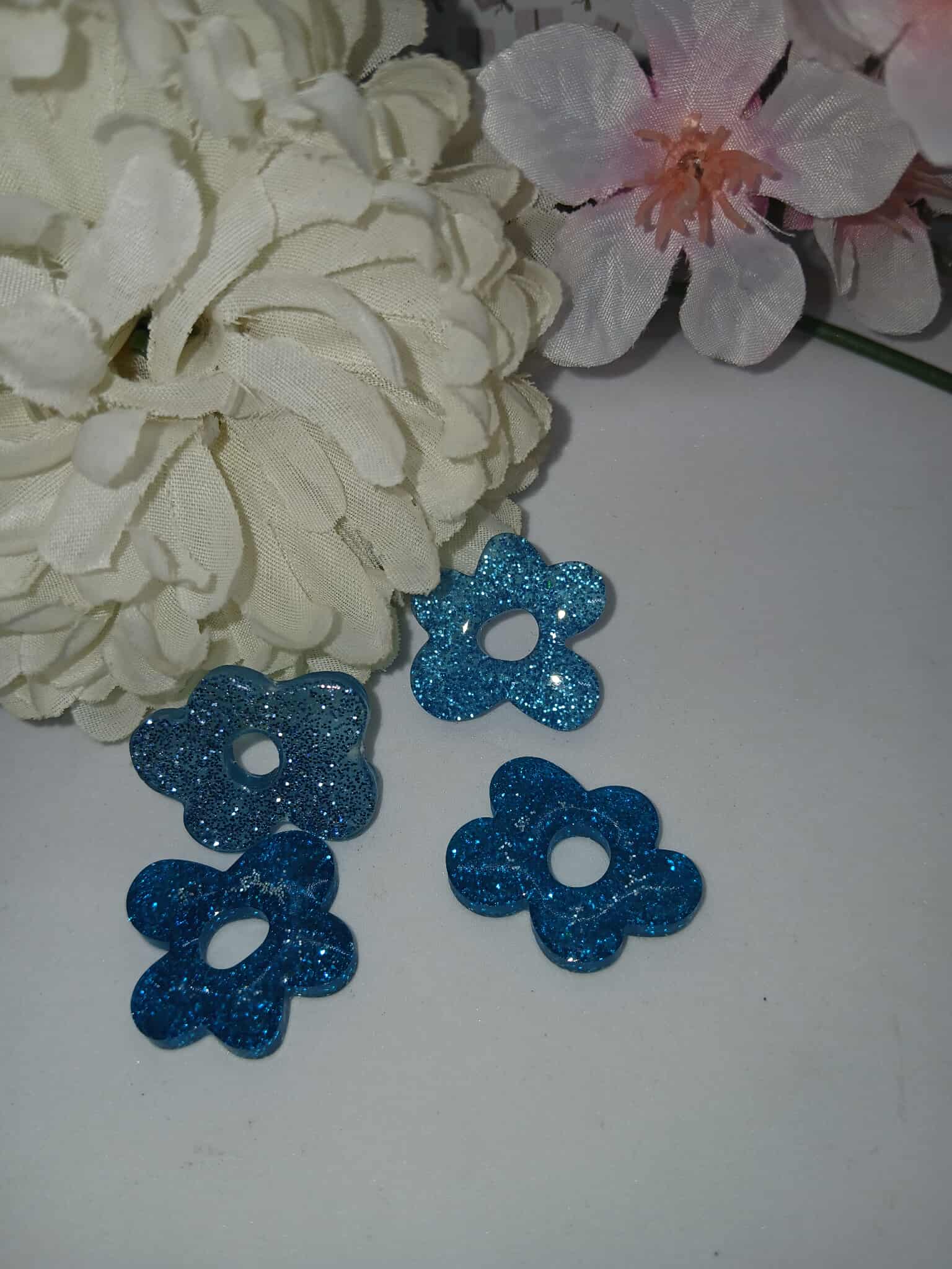 Boucles d'oreille petit nuage N°1 orange bleue pailleté