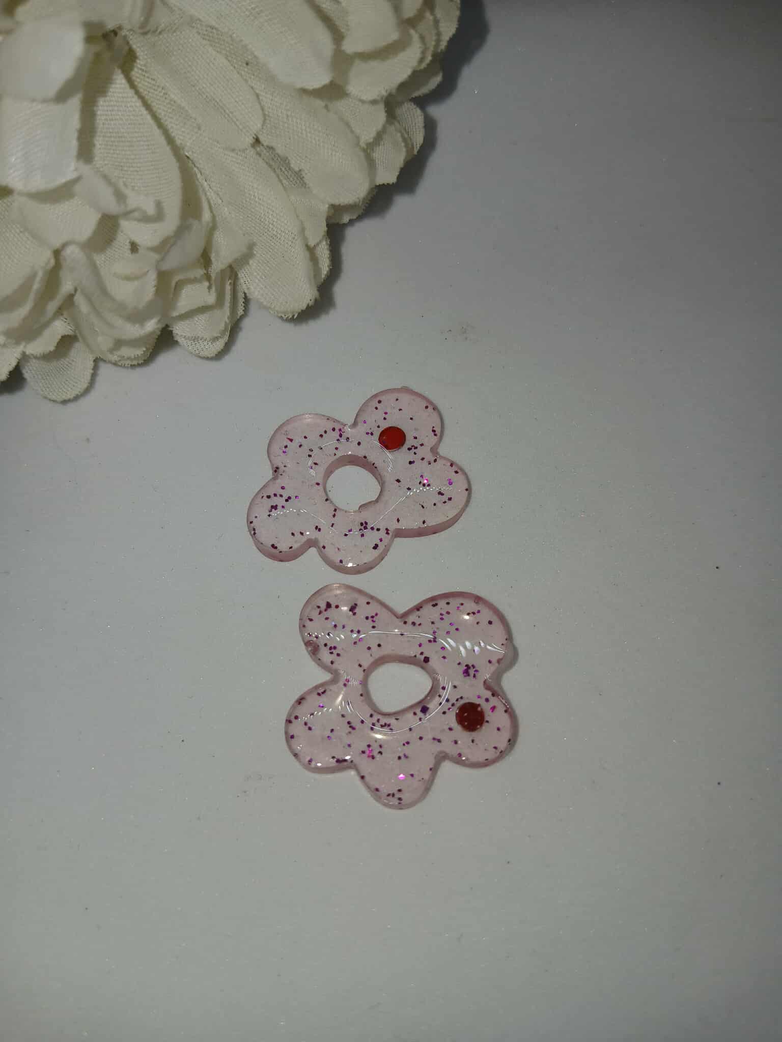 Boucles d'oreilles petit nuage N°1 rose pailletées