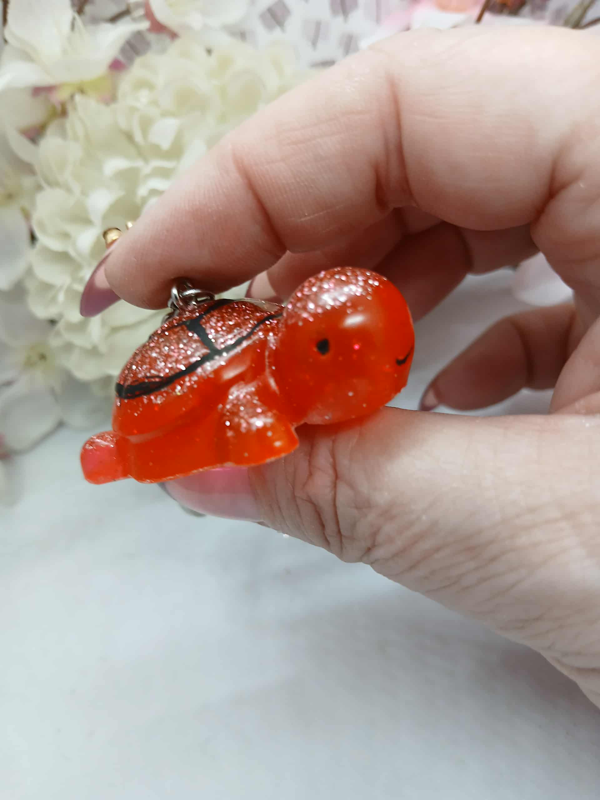 ROSE Porte-clés tortue rose orangé