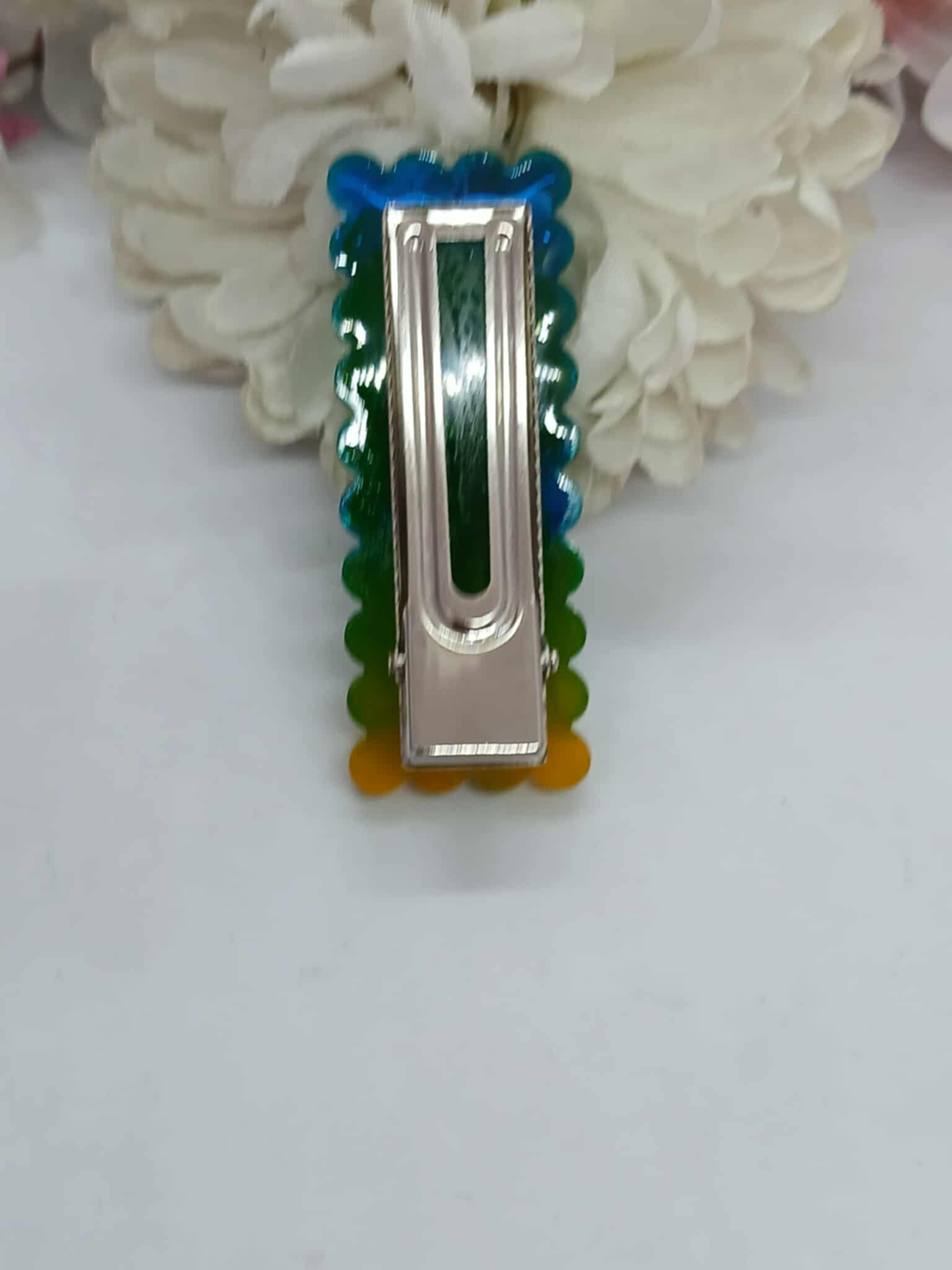Barrette à cheveux BISCUIT colorée bleu / vert 