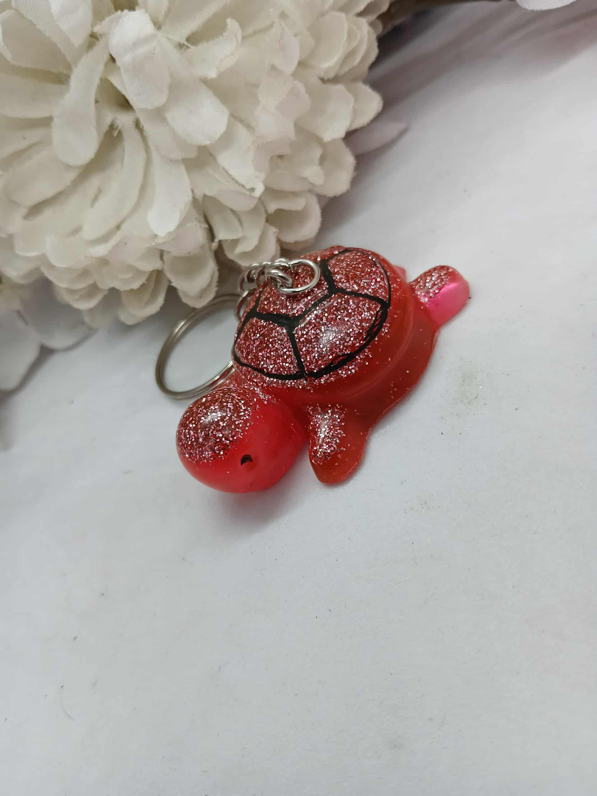 ROSE Porte-clés tortue rose orangé