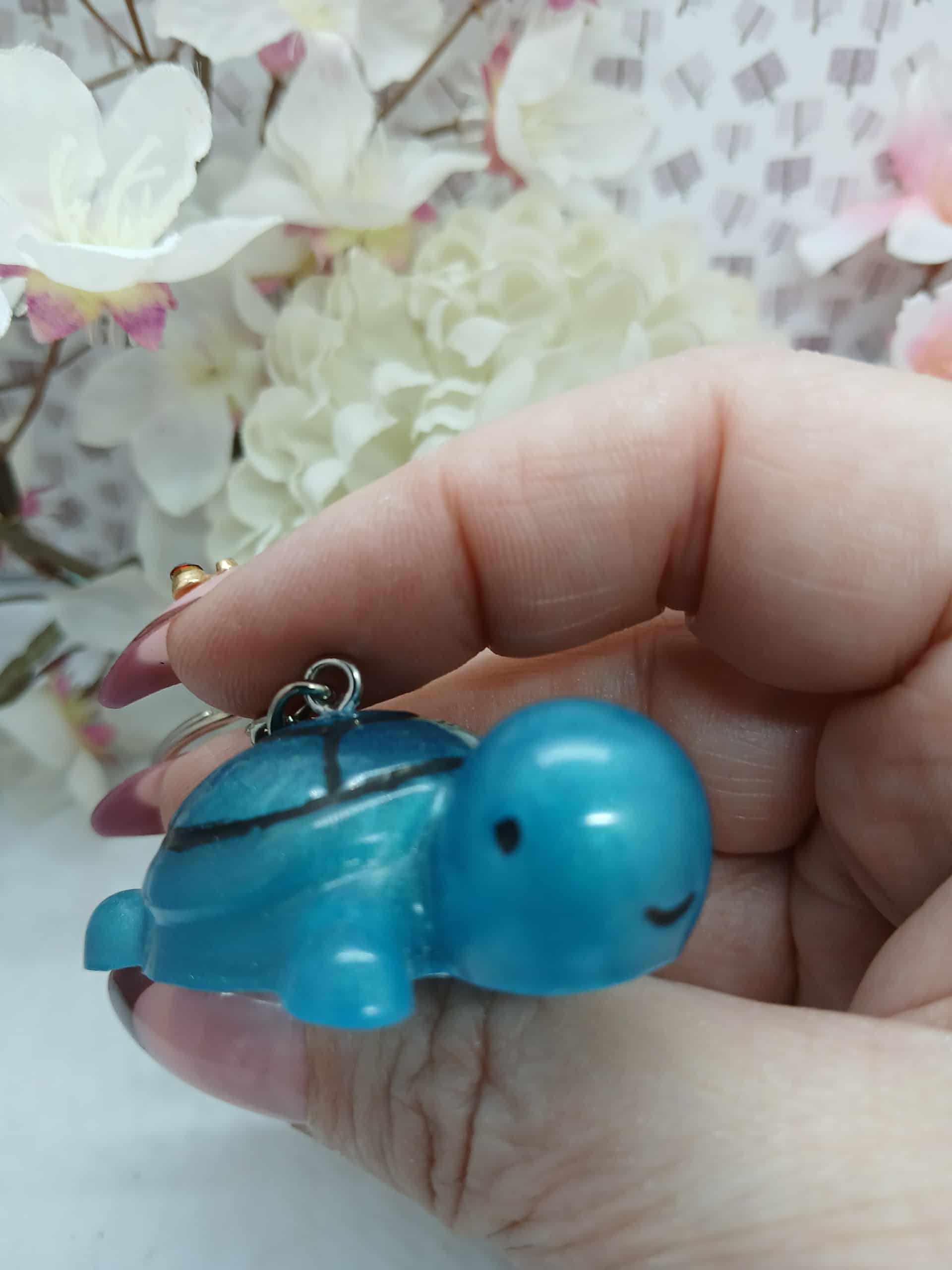 JADE Porte-clés tortue bleue