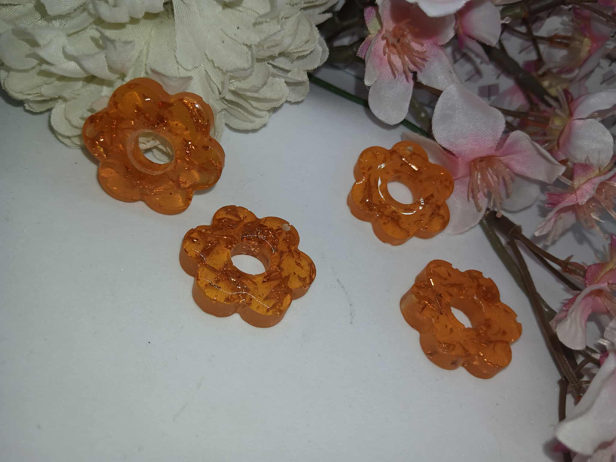 Boucle d'oreilles en forme de fleur 6 Pétales N°6 orange