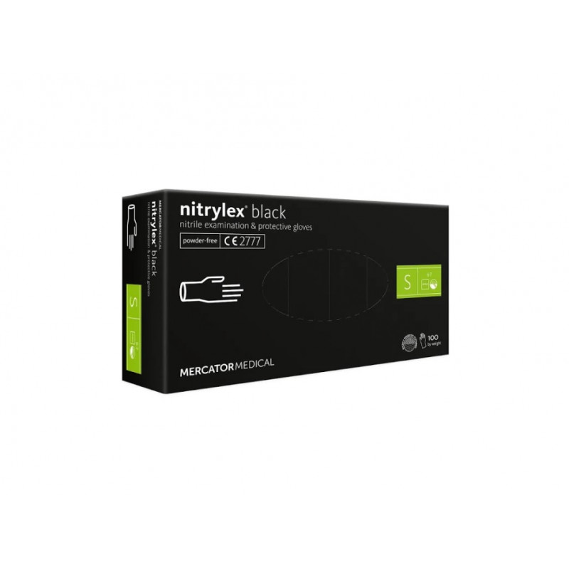 Mercator Nitrylex gloves BLACK, S (100 pieces/pack)