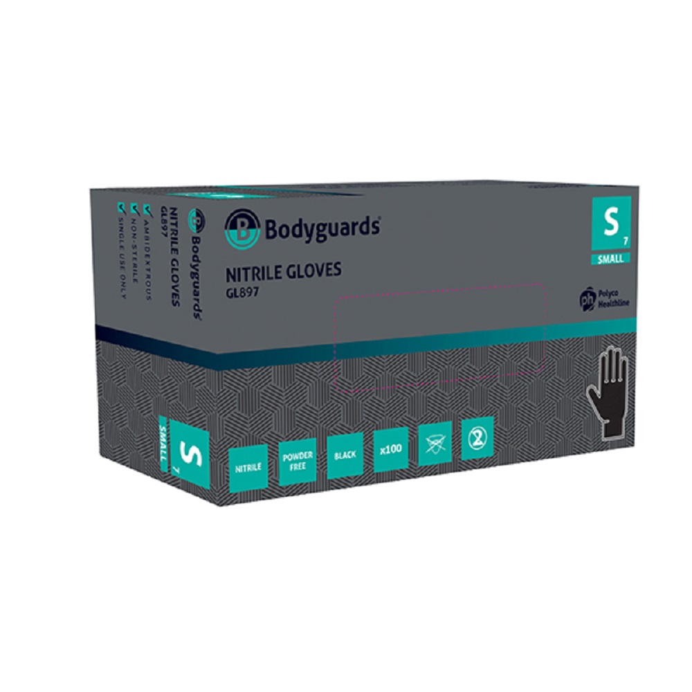 Nitrile gloves BODYGUARDS black, S size