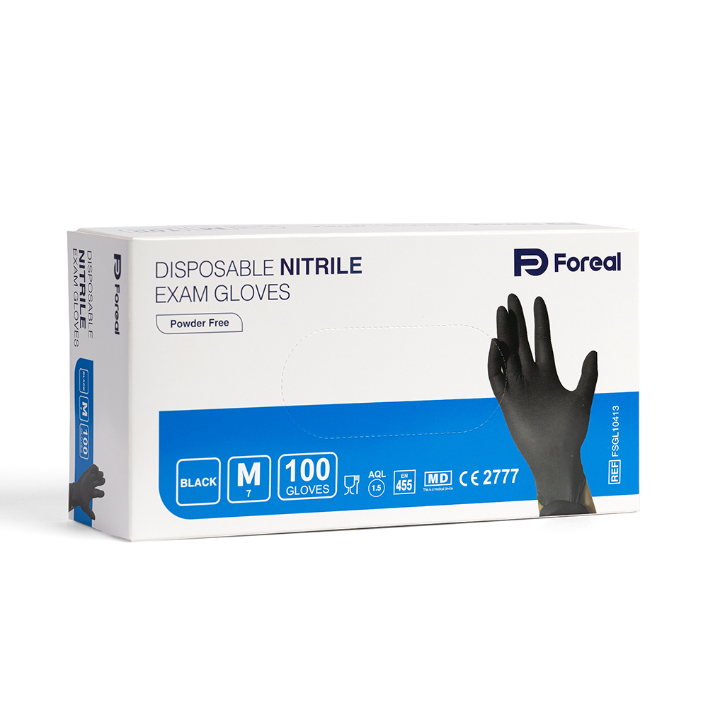 FOREAL Black Nitrile Gloves size M