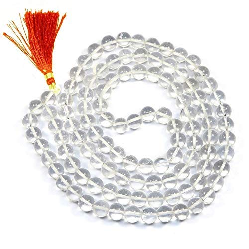 Clear Quartz Gemstone Mala for Men and Women Reiki Healing 8 mm Beaded Bracelet