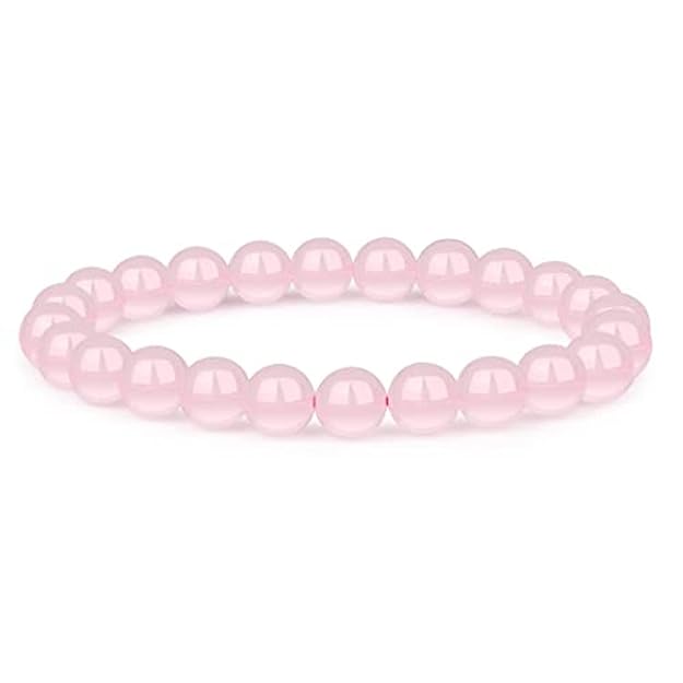 Rose Quartz Crystal Bracelet, 8-MM Beads Bracelet - Men & Women