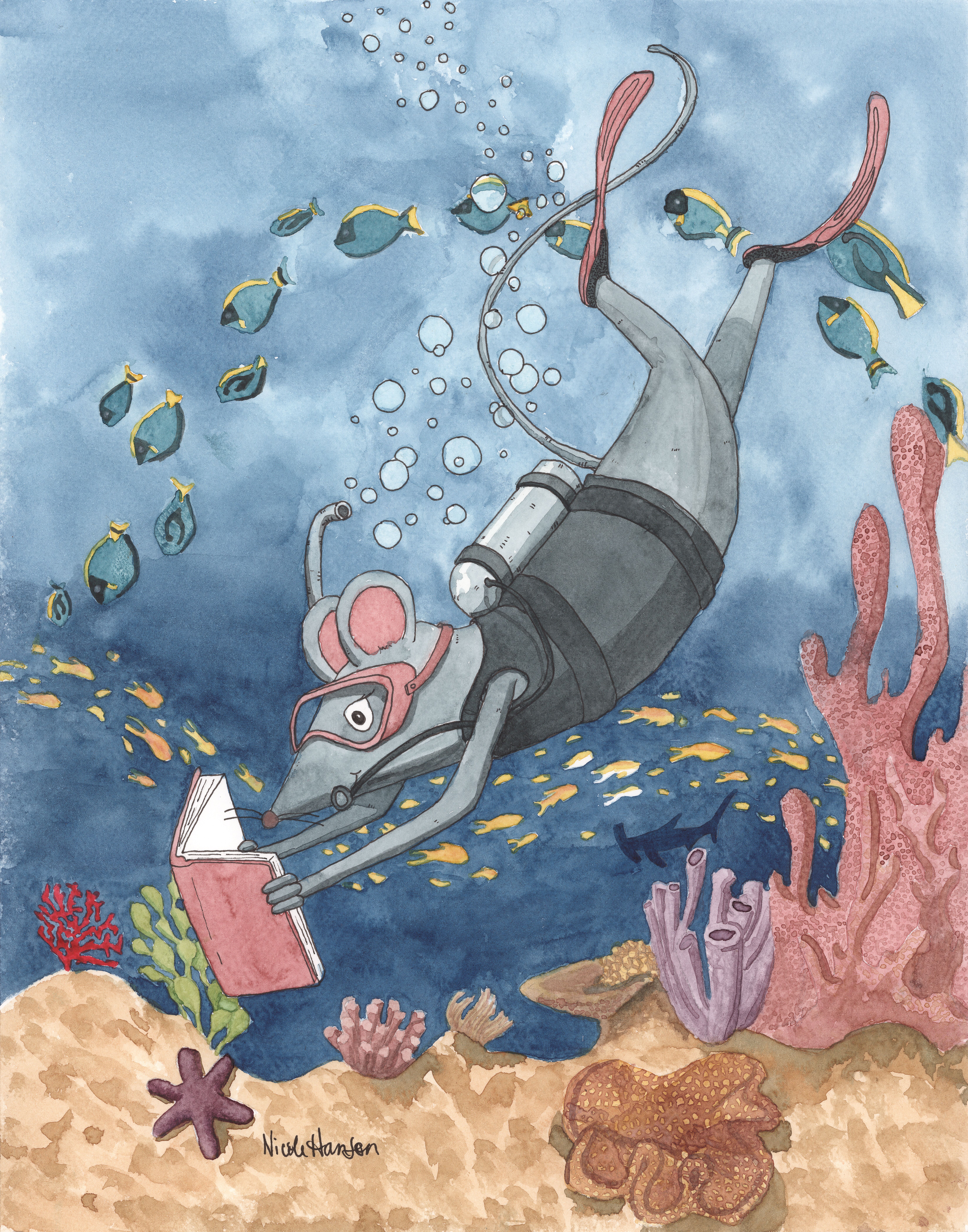 Mouse Reading: Scuba diving 