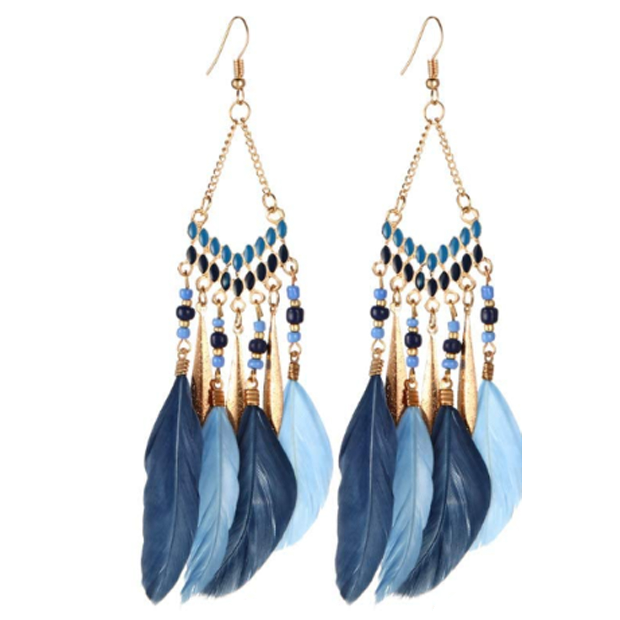 Light Blue Feathers Earrings